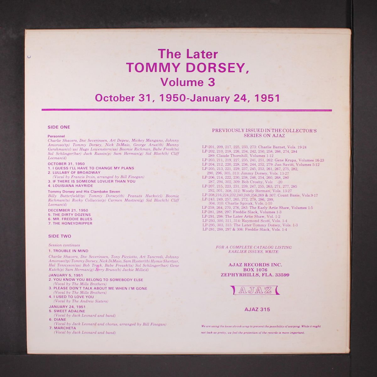 the later tommy dorsey, vol. 3 by TOMMY DORSEY