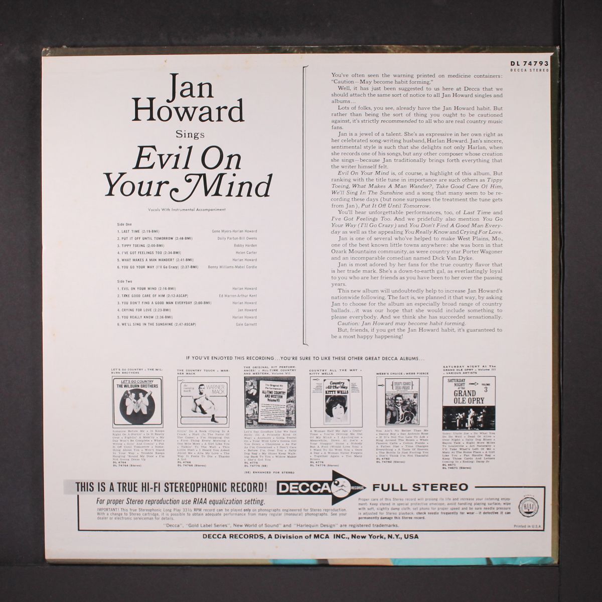 evil on your mind by JAN HOWARD