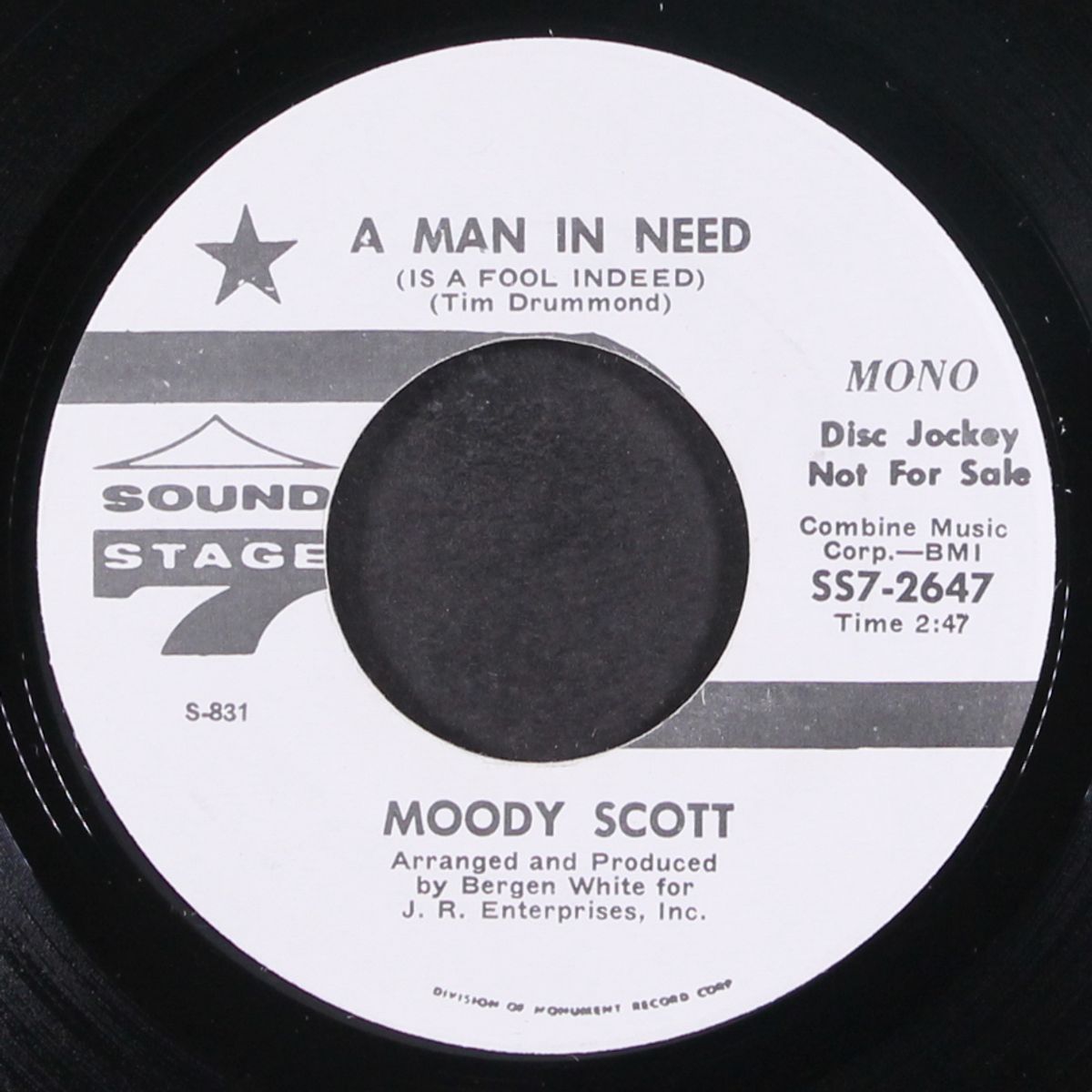 a man in need is a fool indeed / groovin' out on life by MOODY SCOTT