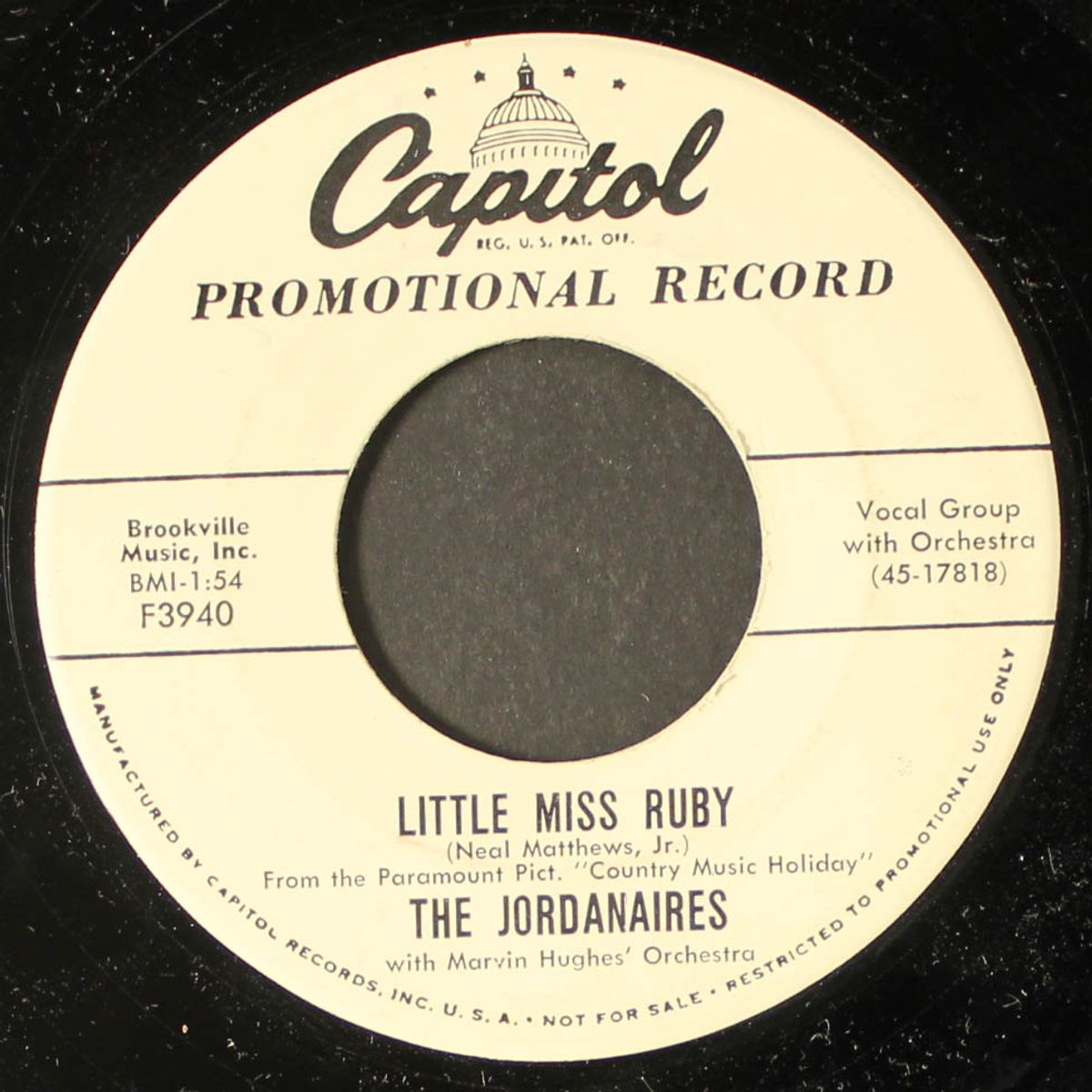 little miss ruby / all i need is you by JORDANAIRES