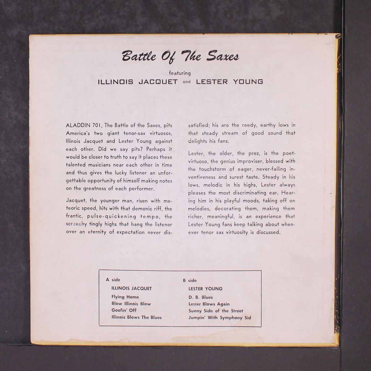 battle of the saxes by LESTER YOUNG & ILLINOIS JACQUET