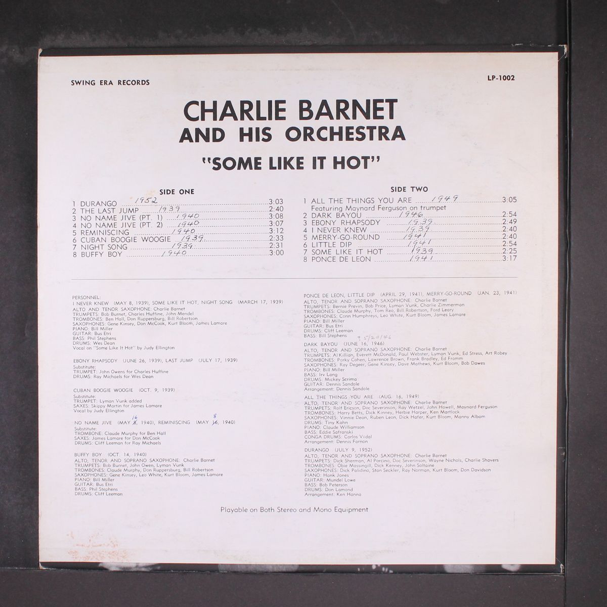 some like it hot by CHARLIE BARNET