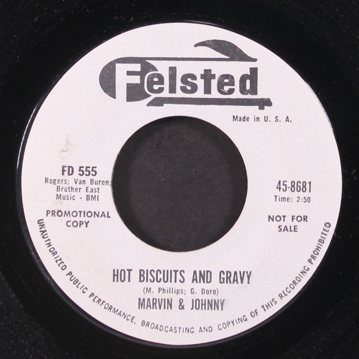 hot biscuits and gravy / i'm tired of being alone by MARVIN & JOHNNY