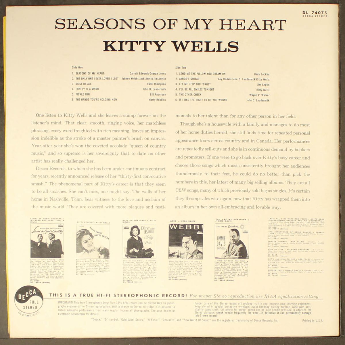 seasons of my heart by KITTY WELLS