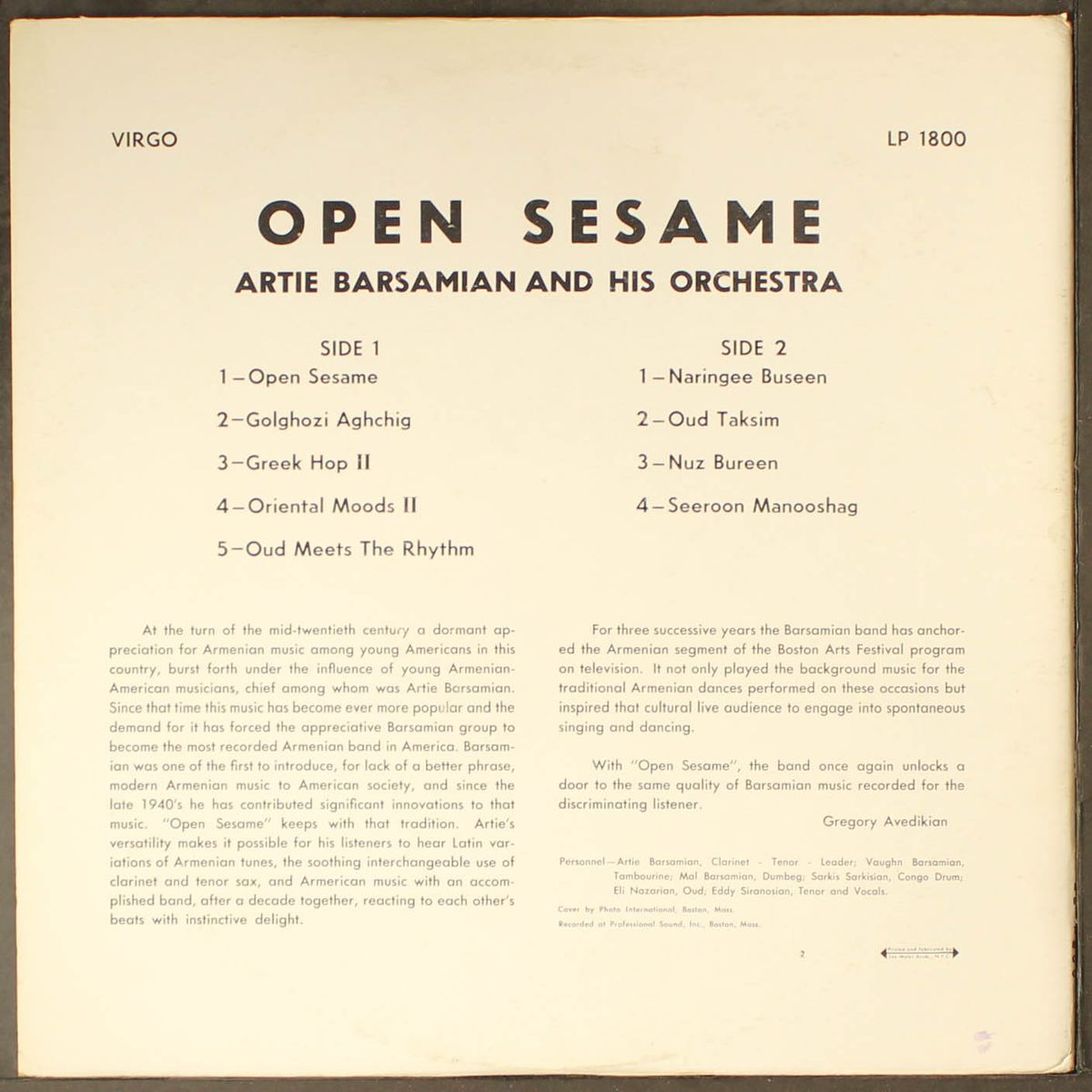 open sesame by ARTIE BARSAMIAN