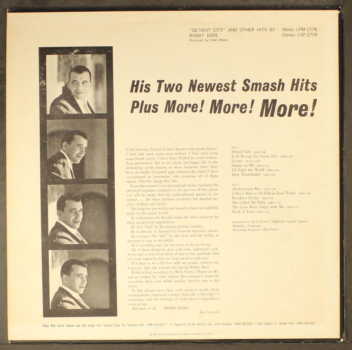 detroit city and other hits by BOBBY BARE