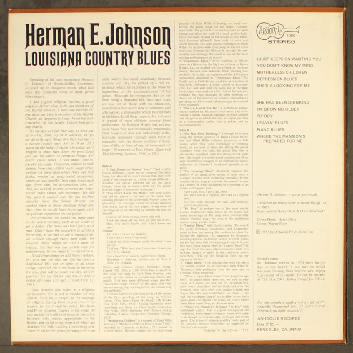 louisiana country blues by HERMAN E. JOHNSON
