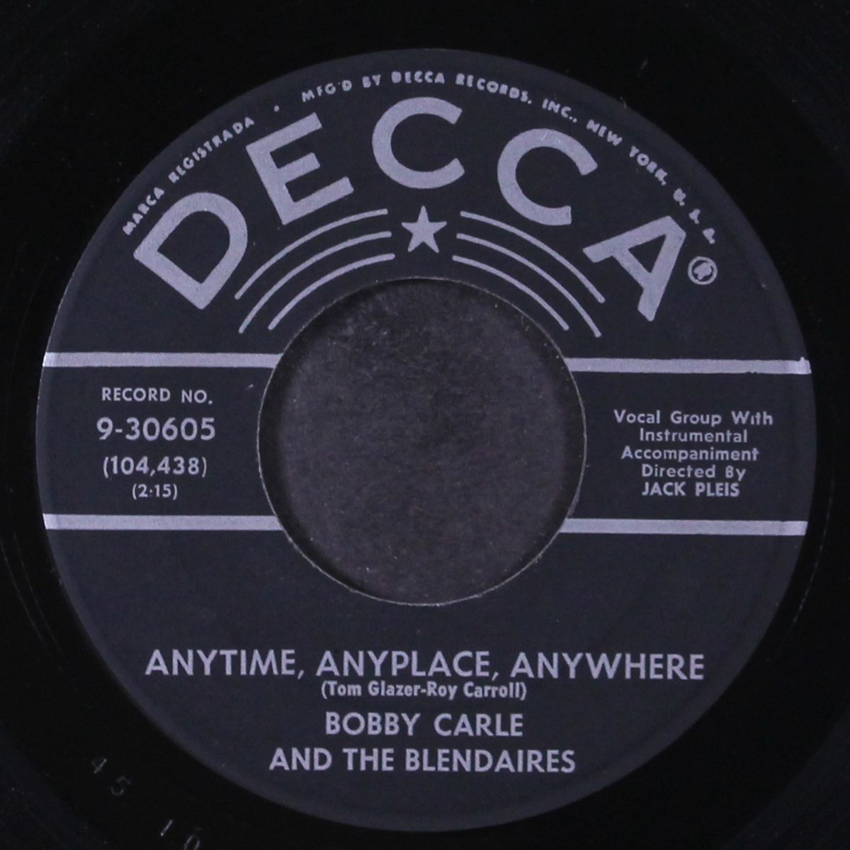 walk with me / anytime, anyplace, anywhere by BOBBY CARLE & BLENDAIRES