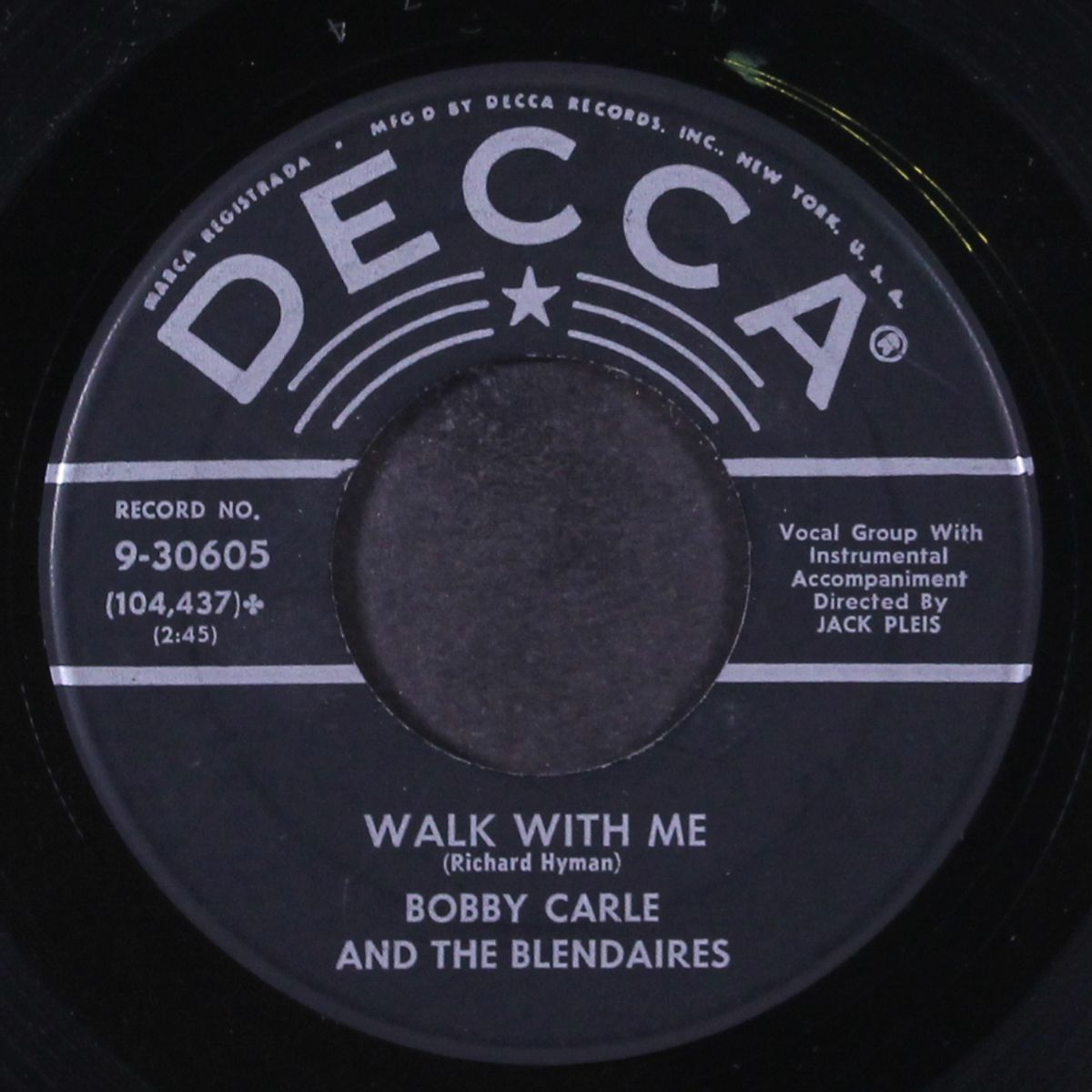 walk with me / anytime, anyplace, anywhere by BOBBY CARLE & BLENDAIRES