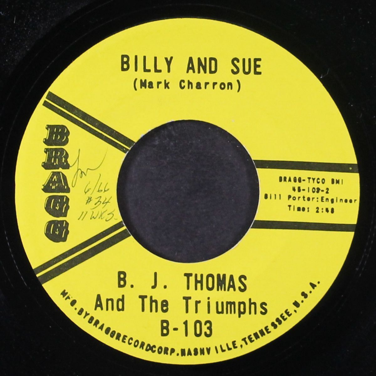 never tell / billy and sue by B.J. THOMAS & TRIUMPHS