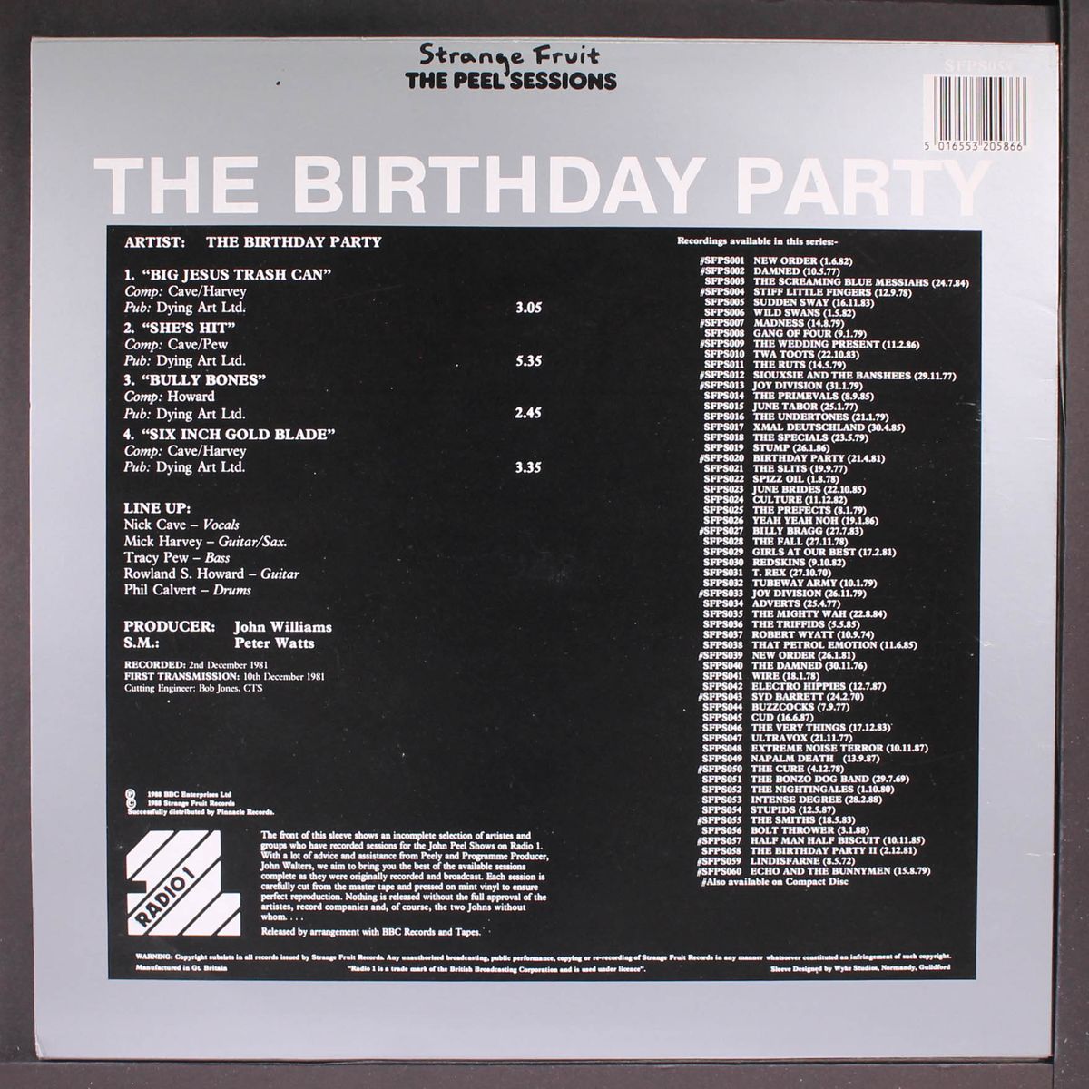 the peel sessions by BIRTHDAY PARTY