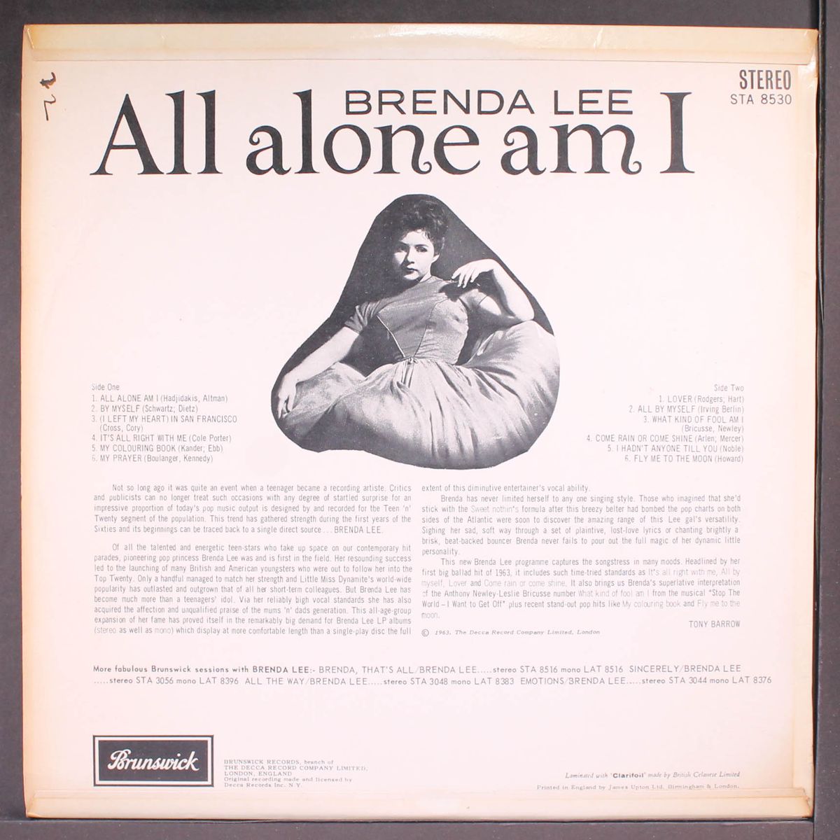 all alone am i by BRENDA LEE