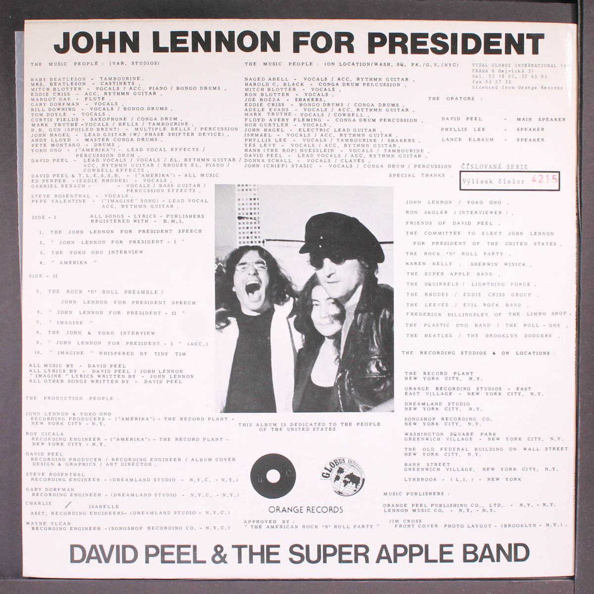 john lennon for president by DAVID PEEL & THE APPLE BAND