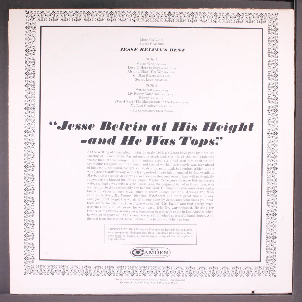 jesse belvin's best by JESSE BELVIN