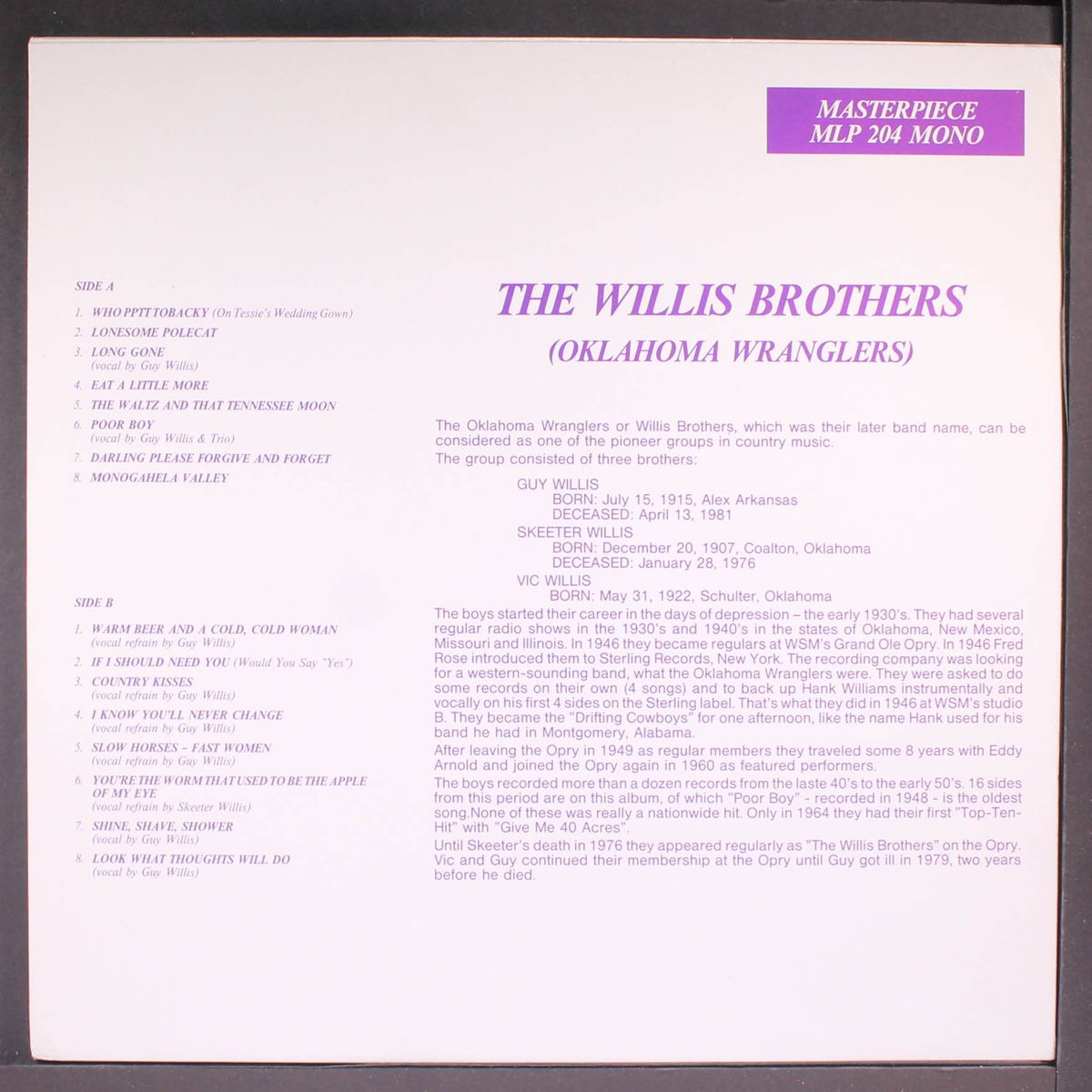 oklahoma wranglers by WILLIS BROTHERS