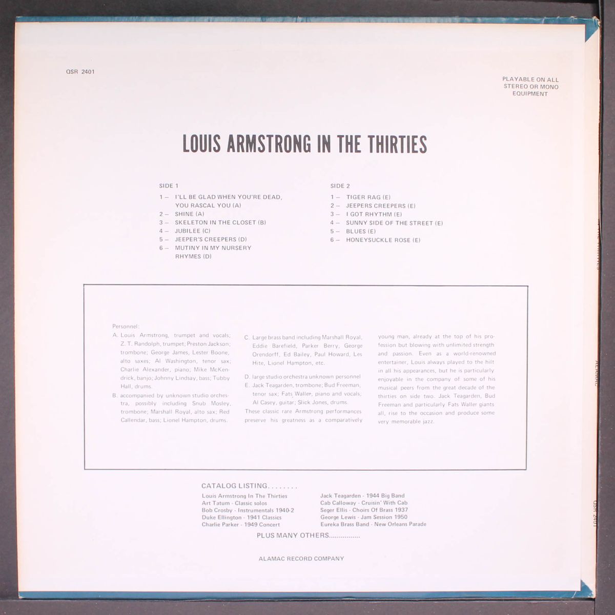 in the thirties by LOUIS ARMSTRONG