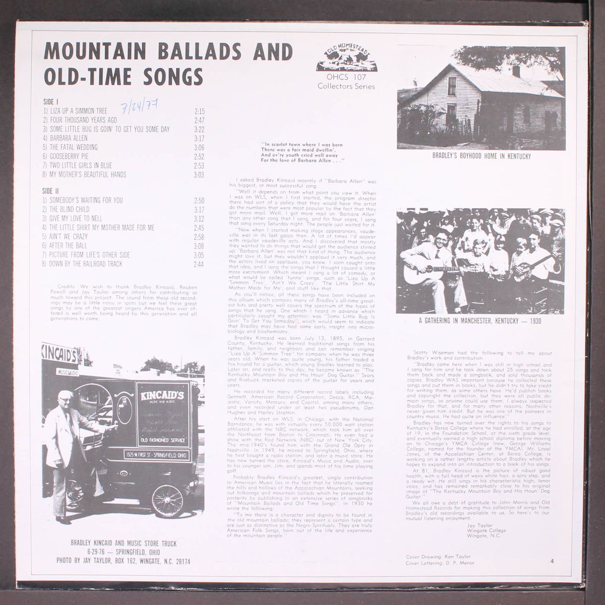 mountain ballads and old-time songs by BRADLEY KINCAID