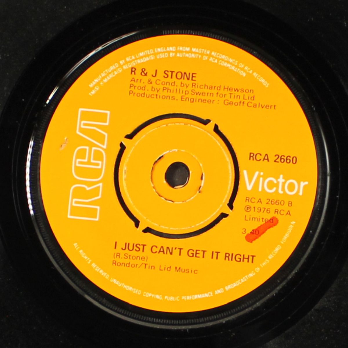 i just can't get it right / one chance by R & J STONE