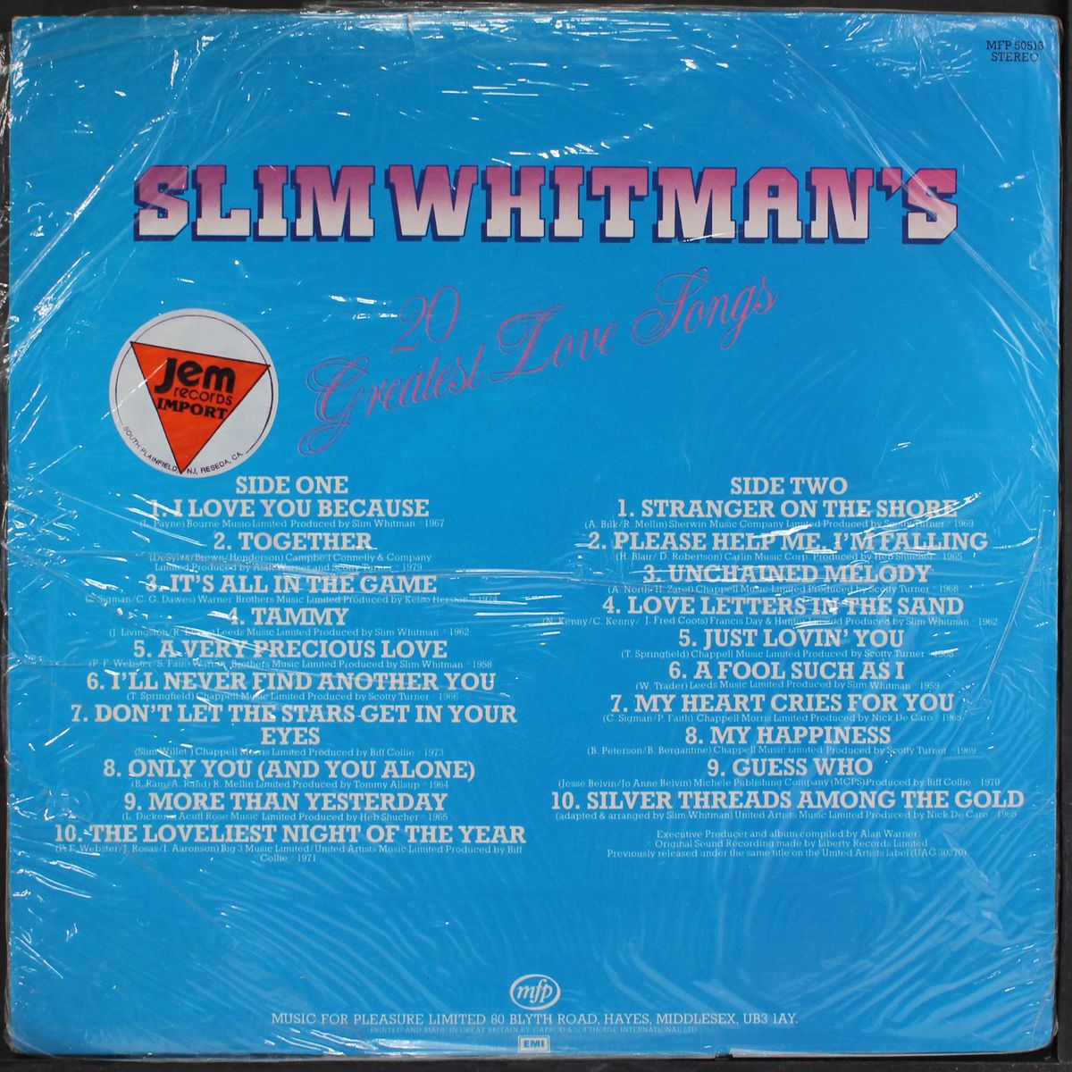 20 greatest love songs by SLIM WHITMAN
