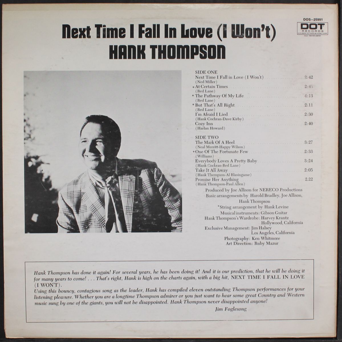 next time i fall in love by HANK THOMPSON