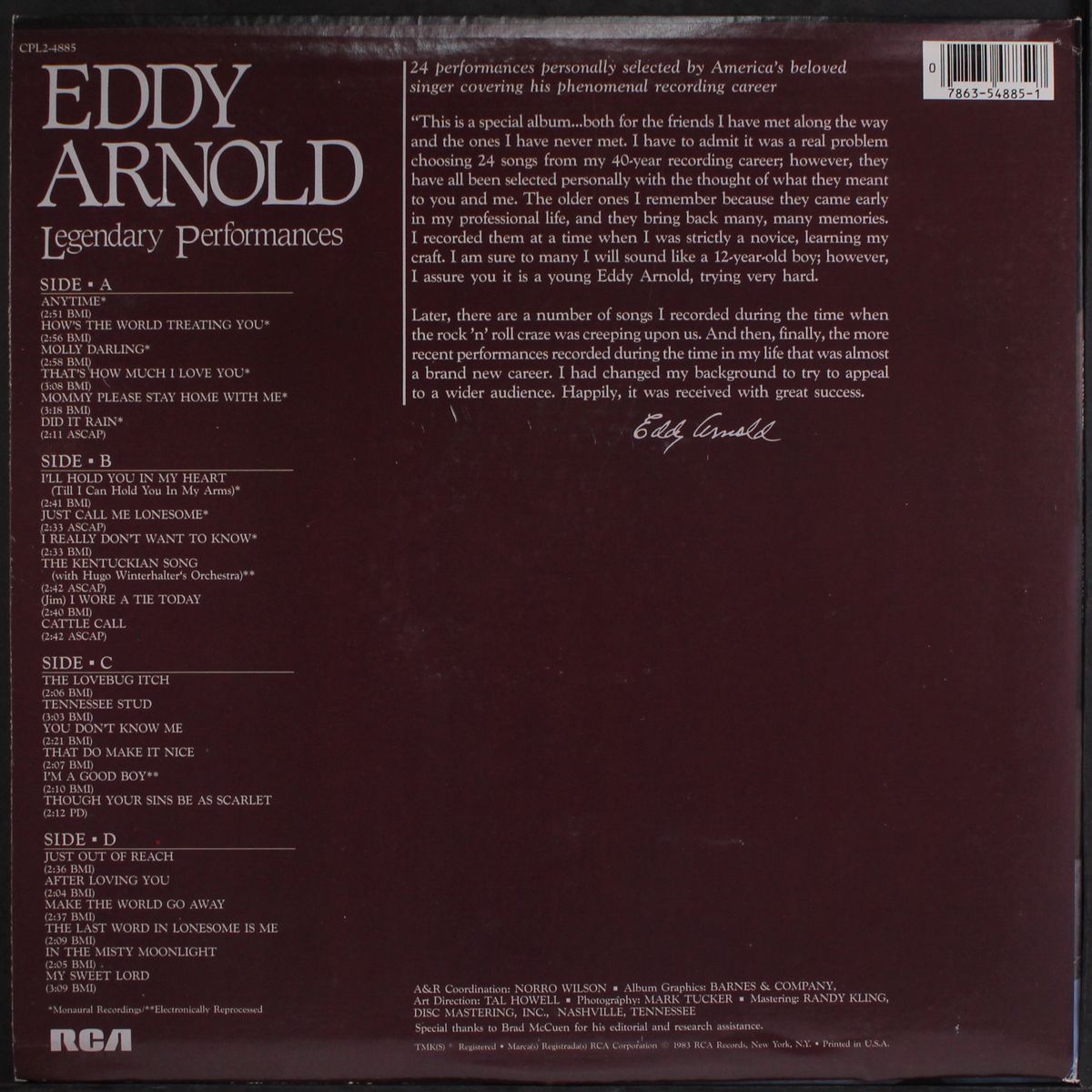 legendary performances by EDDY ARNOLD