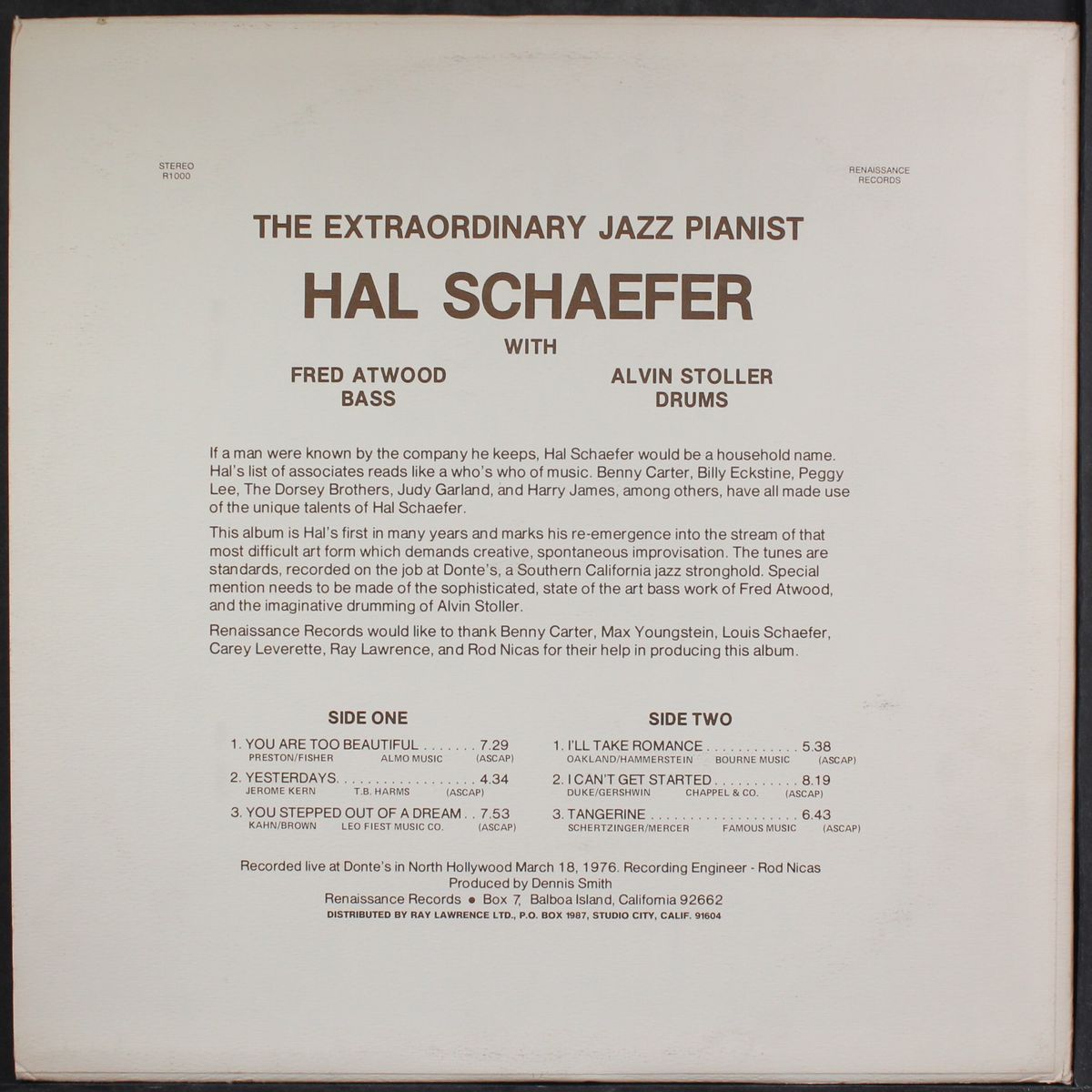 the extraordinary jazz pianist by HAL SCHAEFER