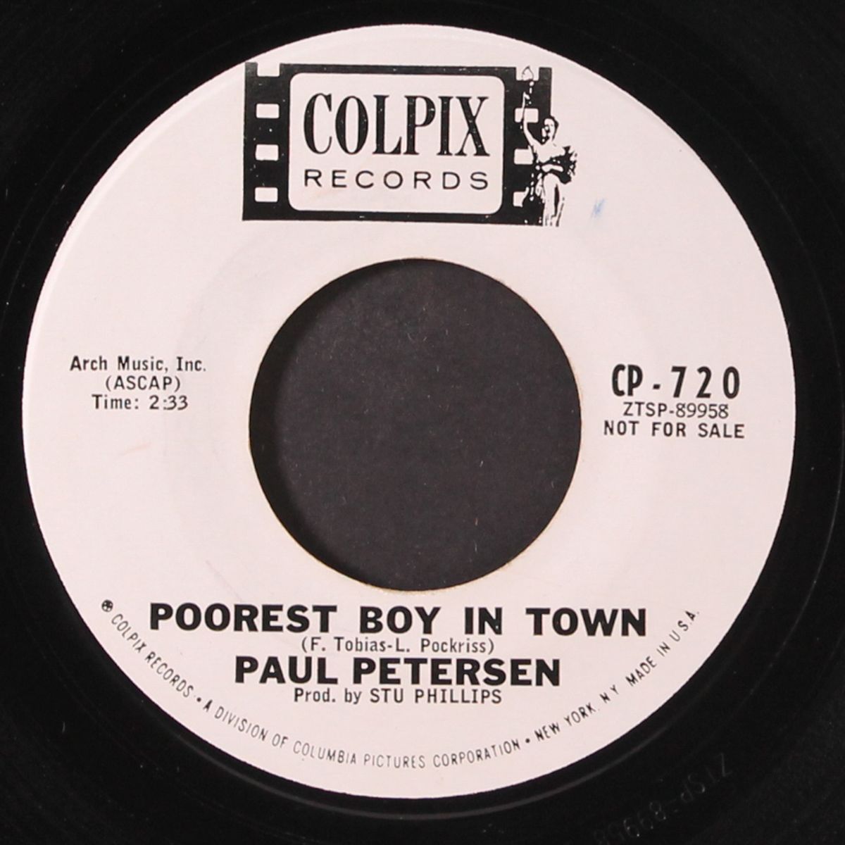 she rides with me / poorest boy in town by PAUL PETERSEN