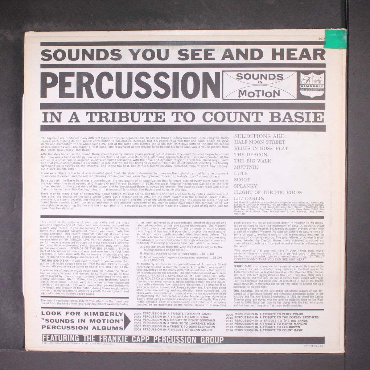 percussion in a tribute to count basie by FRANKIE CAPP PERCUSSION GROUP
