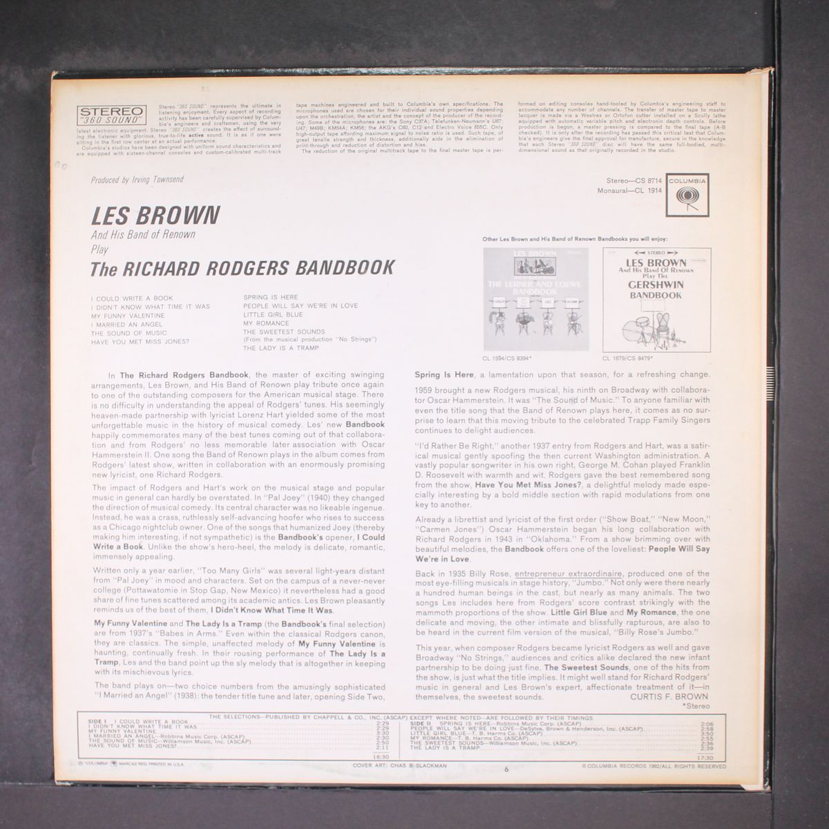 the richard rodgers bandbook by LES BROWN