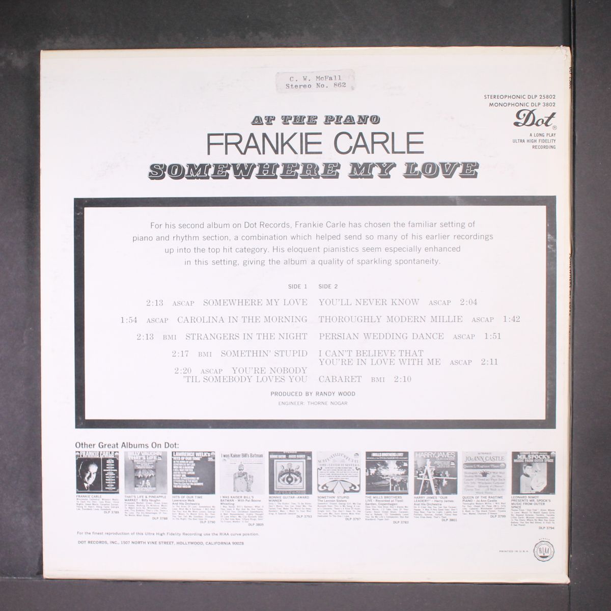 somewhere my love by FRANKIE CARLE