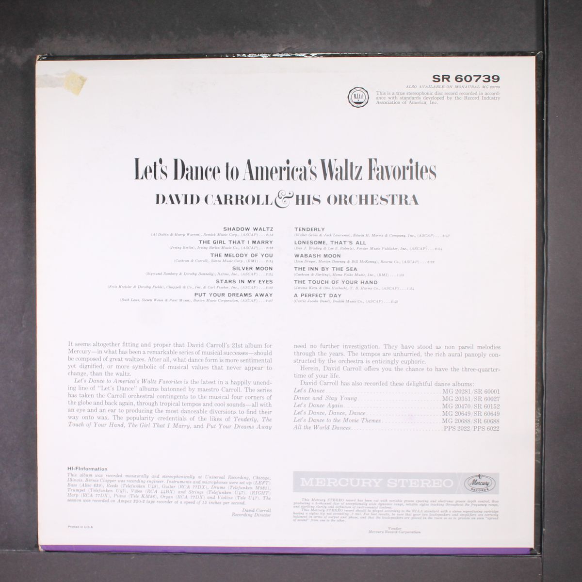 let's dance to america's waltz favorites by DAVID CARROLL