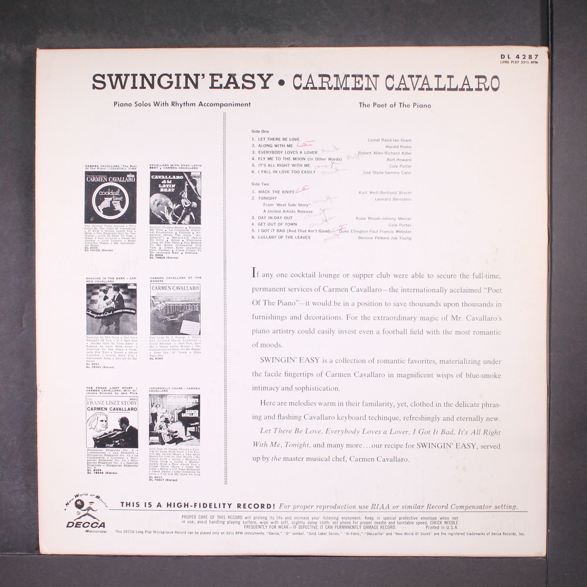 swingin' easy by CARMEN CAVALLARO
