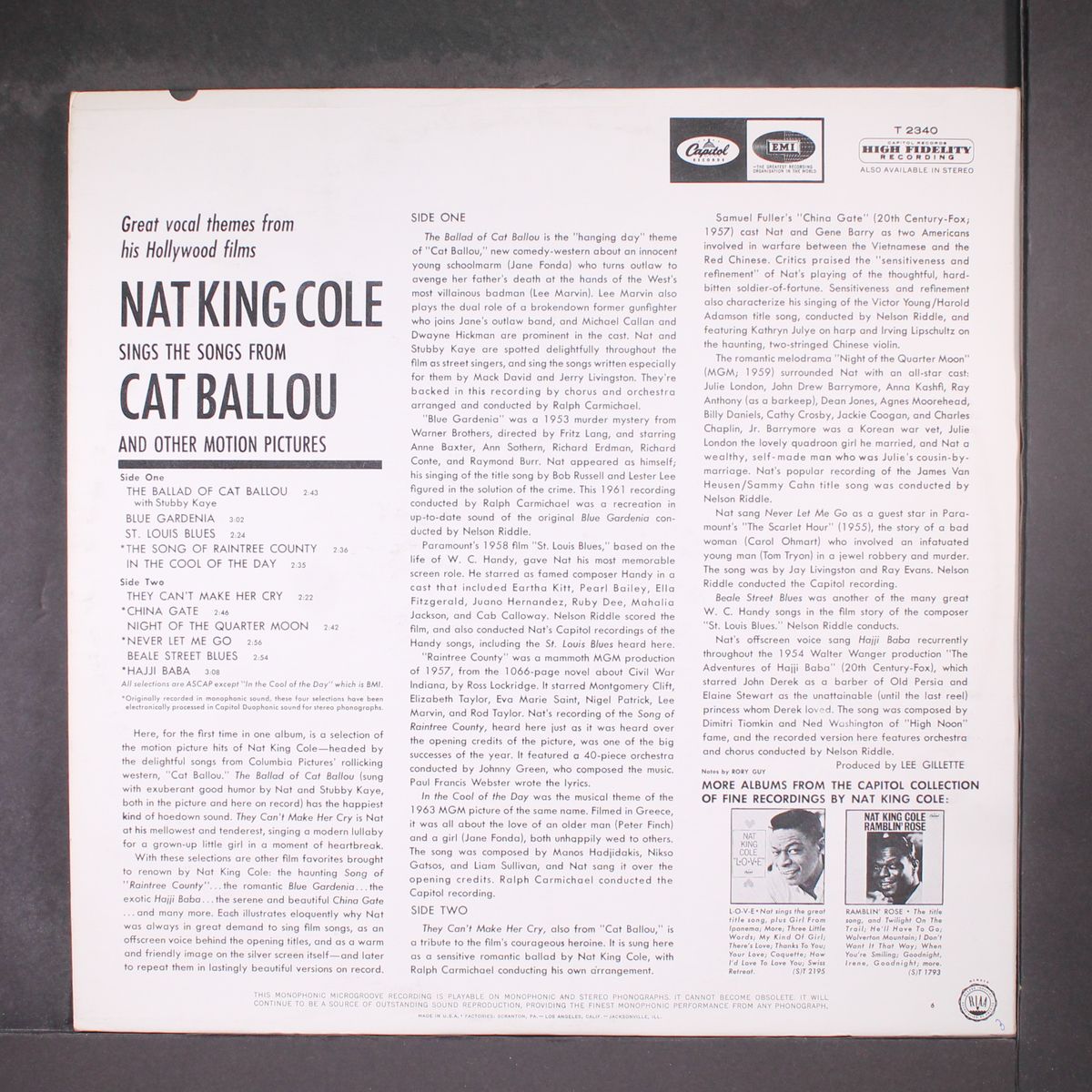 sings his songs from cat ballou by NAT KING COLE