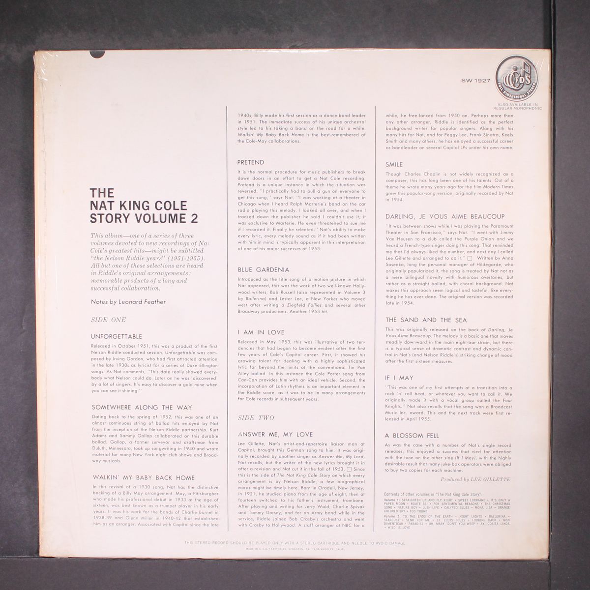 the nat king cole story, vol 2 by NAT KING COLE