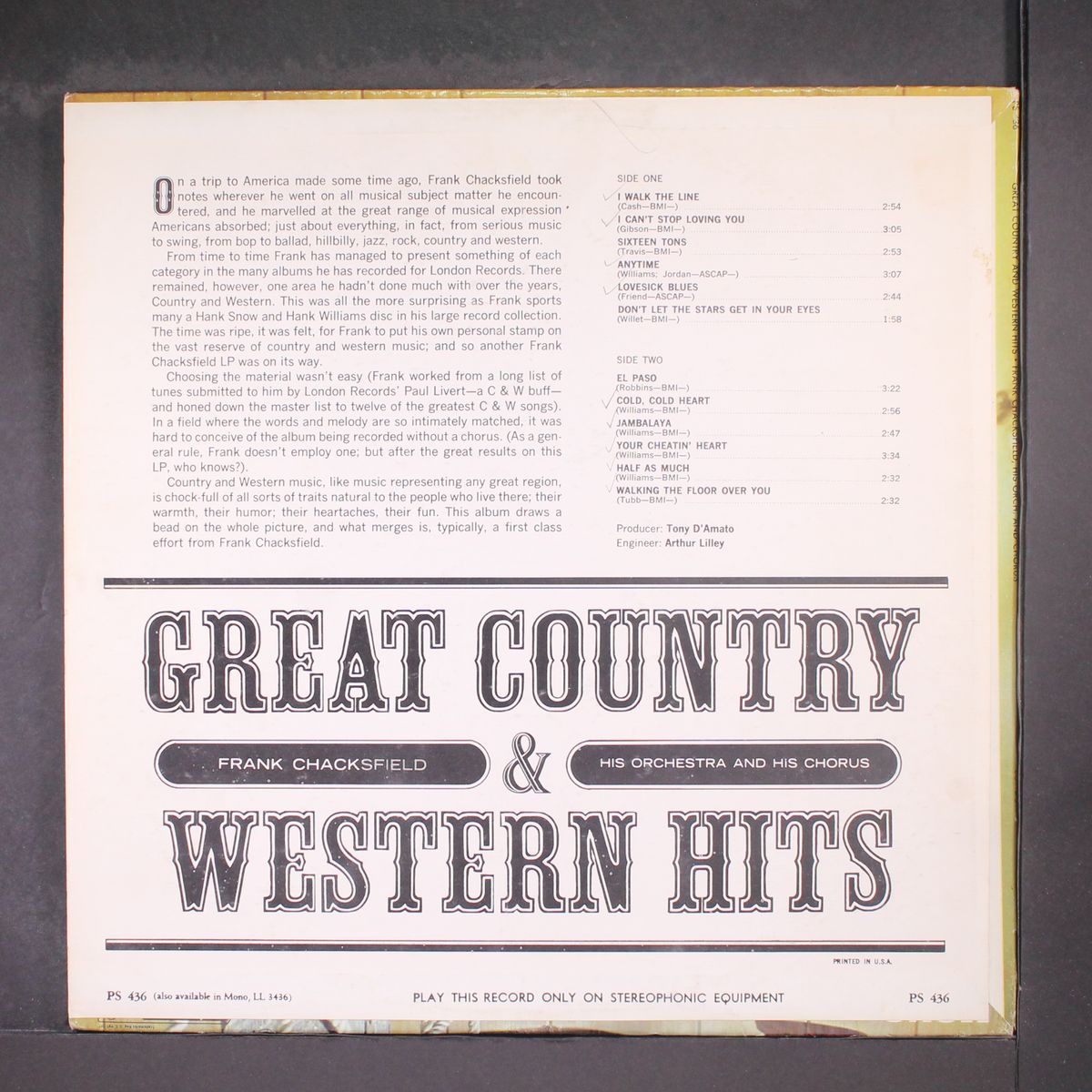 great country & western hits by FRANK CHACKSFIELD