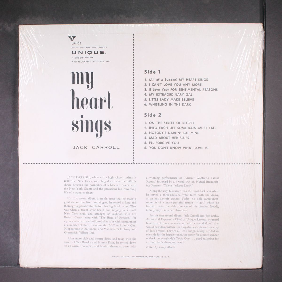 my heart sings by JACK CARROLL