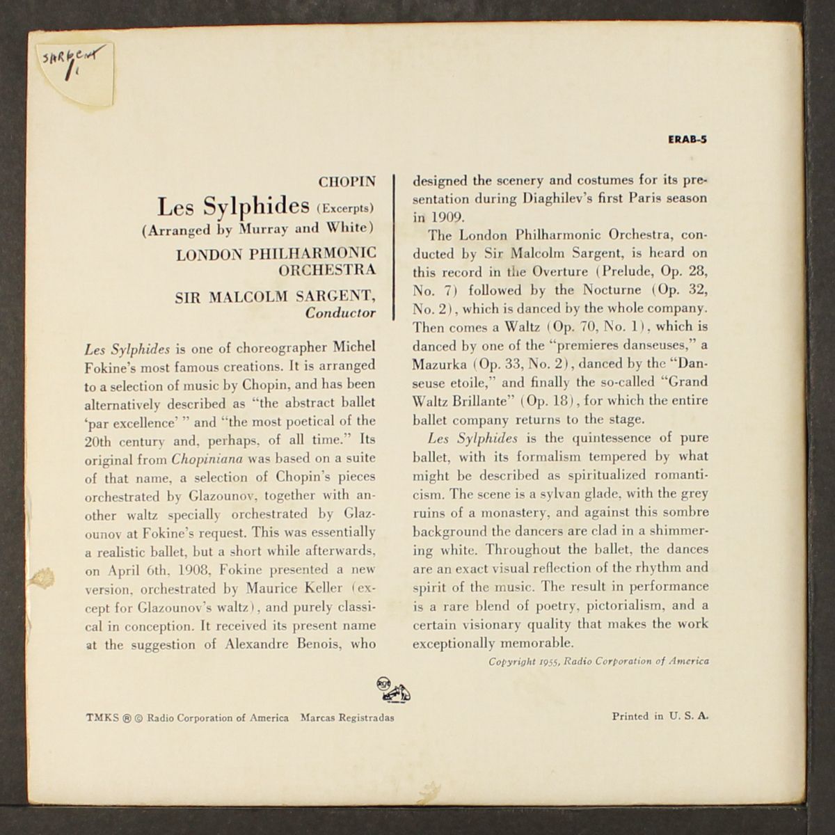 chopin: sylphides by SIR MALCOLM SARGENT