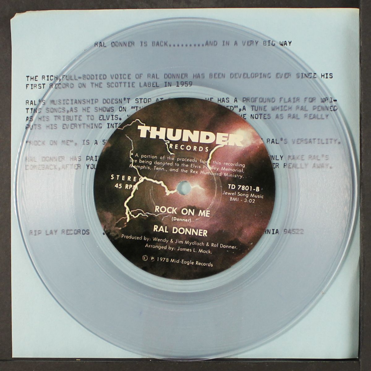 the day the beat stopped / rock on me by RAL DONNER
