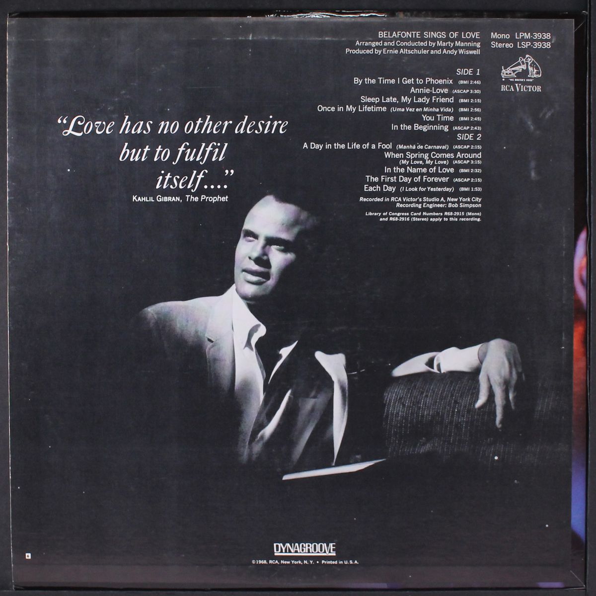 belafonte sings of love by HARRY BELAFONTE