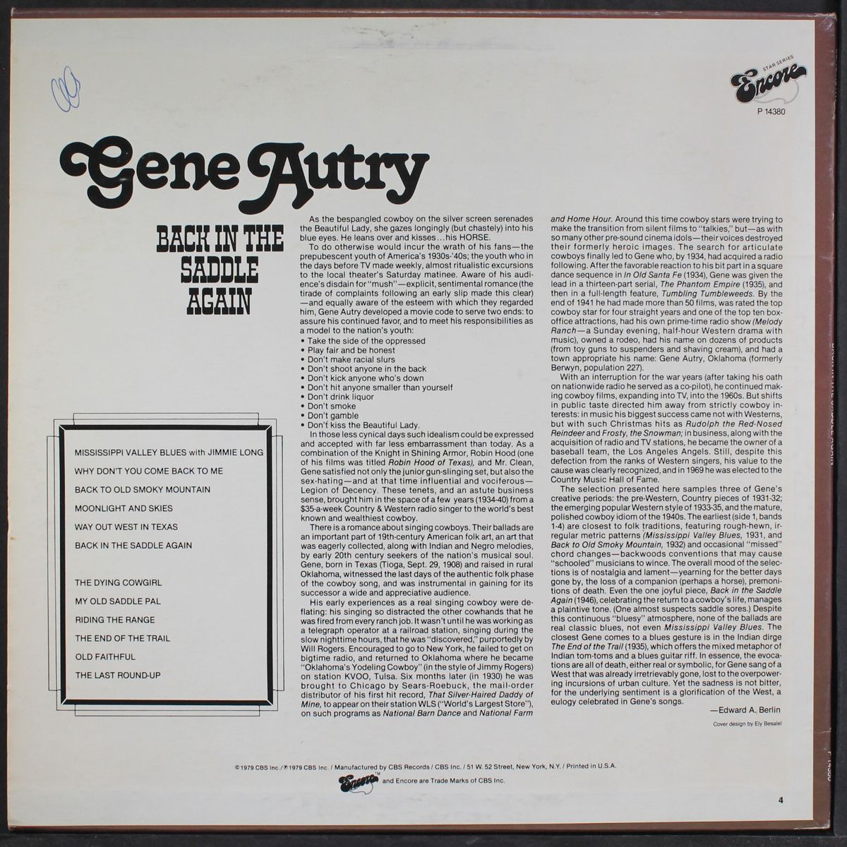 back in the saddle again by GENE AUTRY
