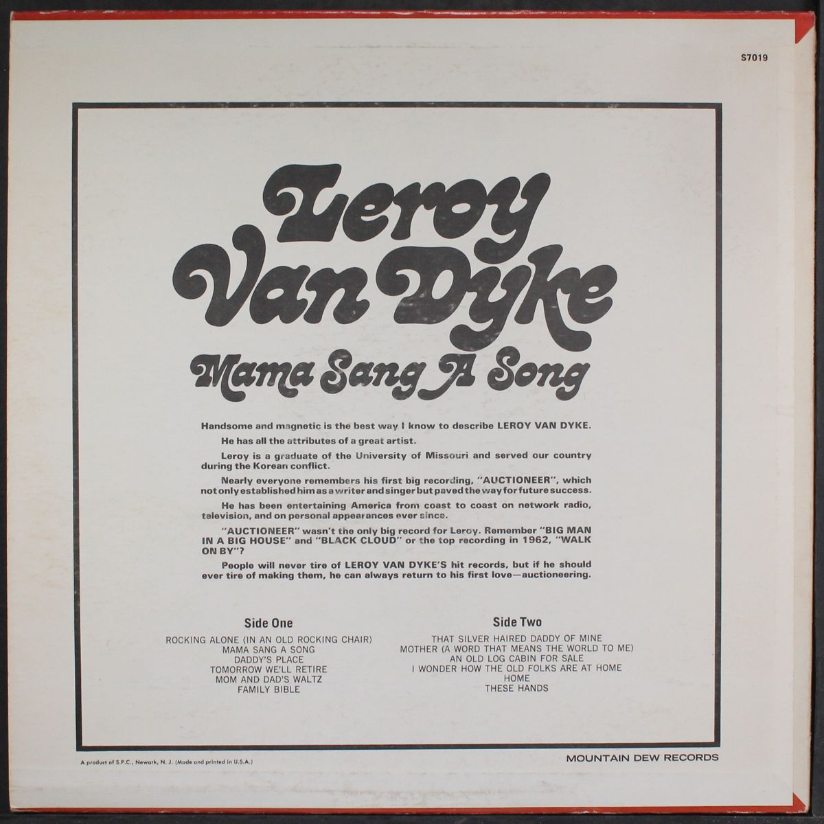 mama sang a song by LEROY VAN DYKE