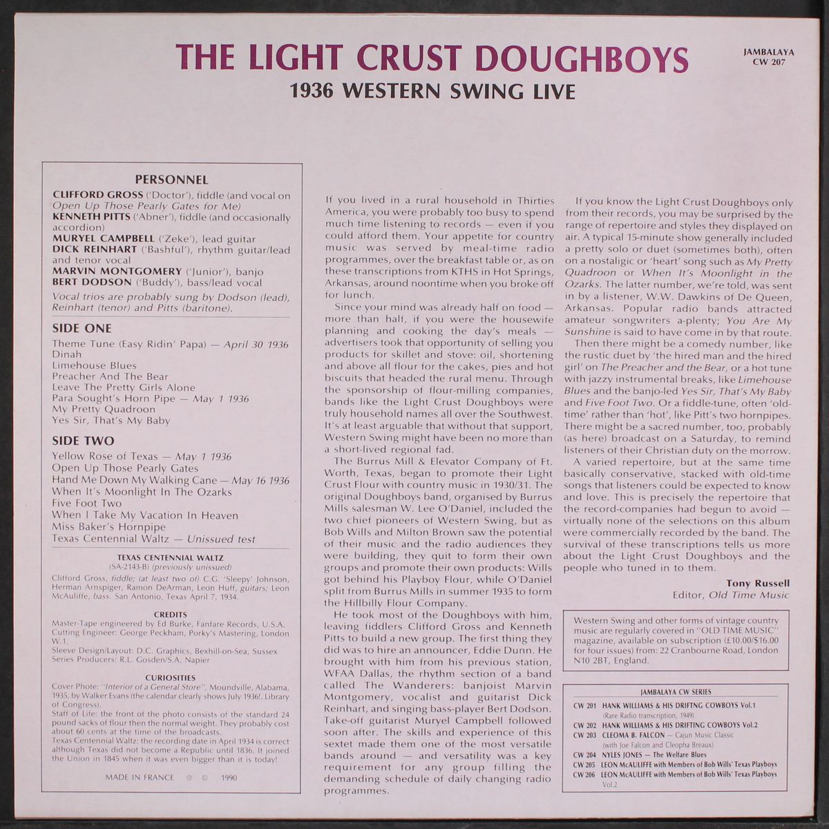 1936 western swing live by LIGHT CRUST DOUGHBOYS