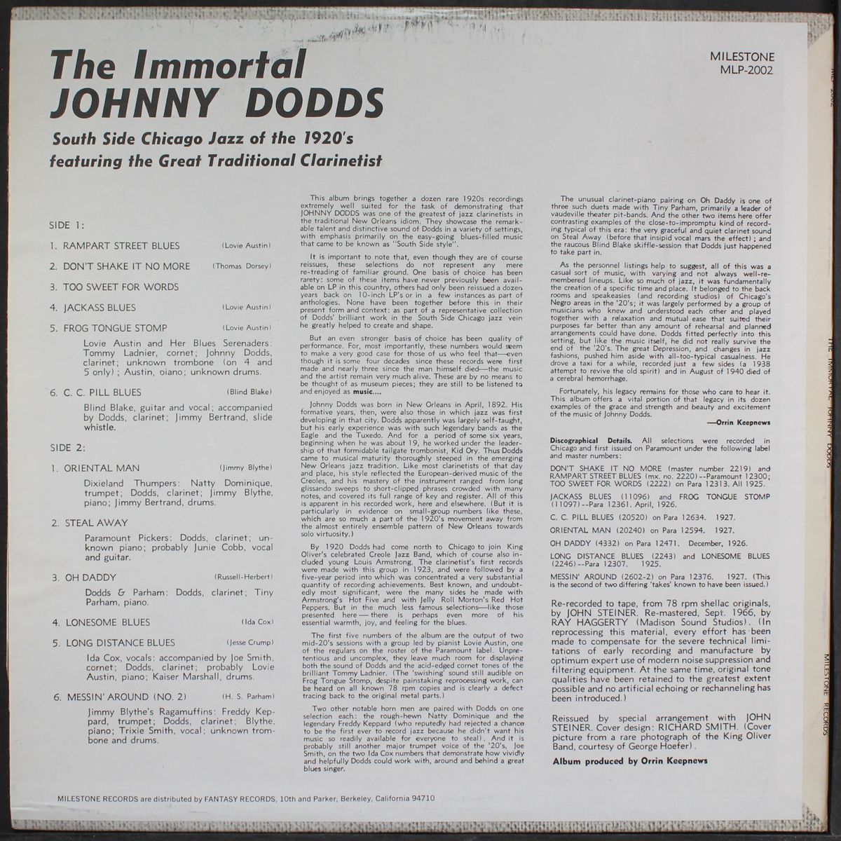 the immortal johnny dodds by JOHNNY DODDS