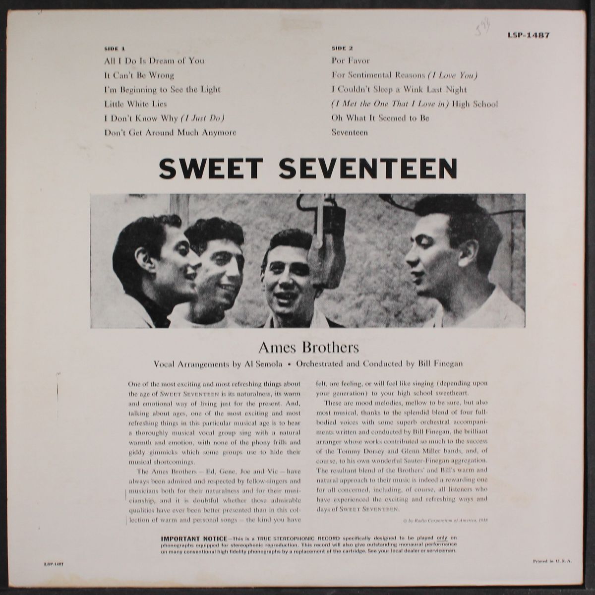 sweet seventeen by AMES BROTHERS