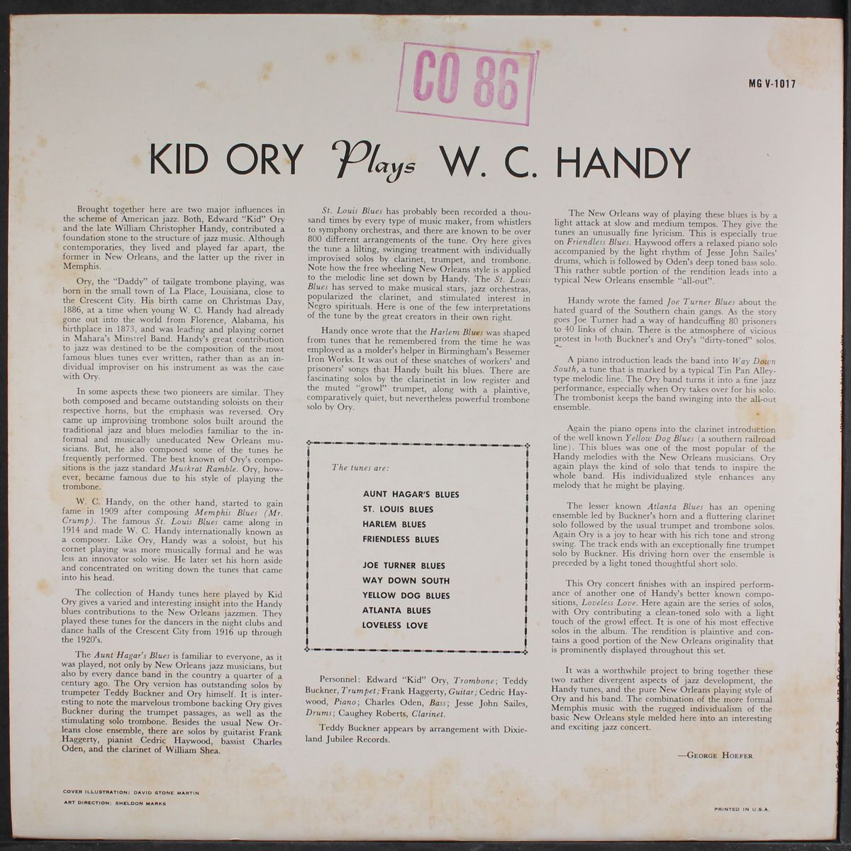 plays w.c. handy by KID ORY