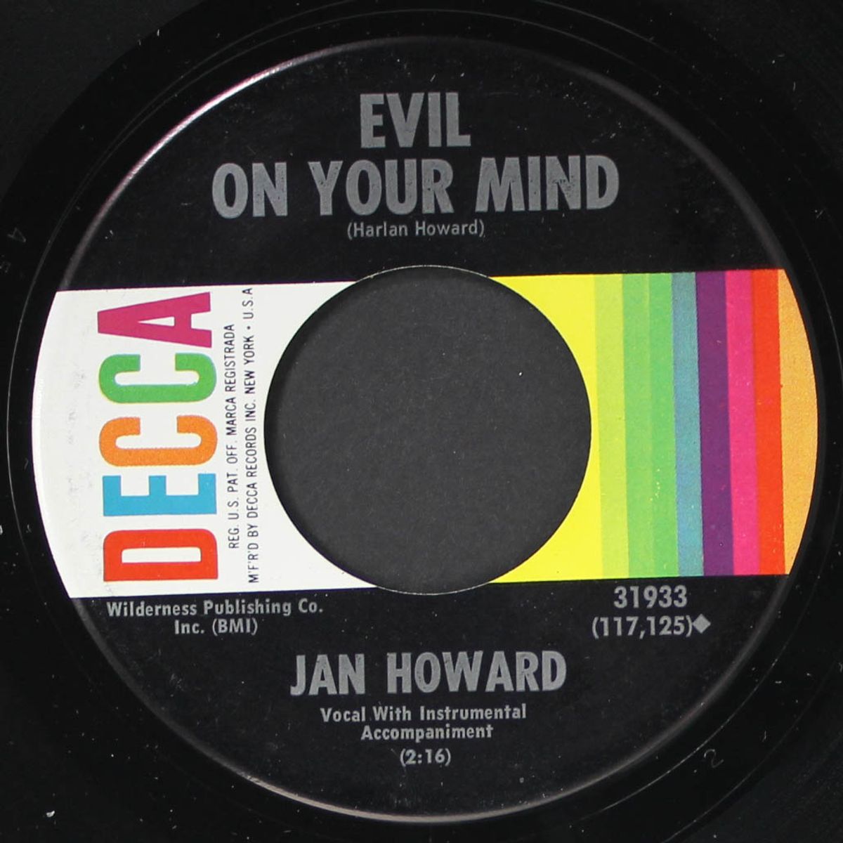 evil on your mind / crying for love by JAN HOWARD