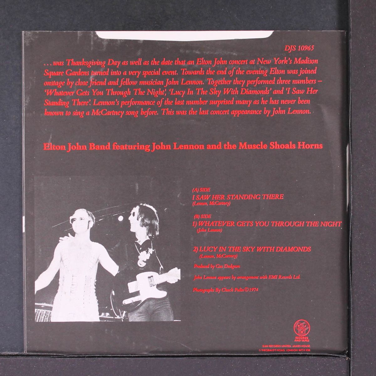 i saw her standing there / whatever gets you thru the night +1 by ELTON JOHN & JOHN LENNON
