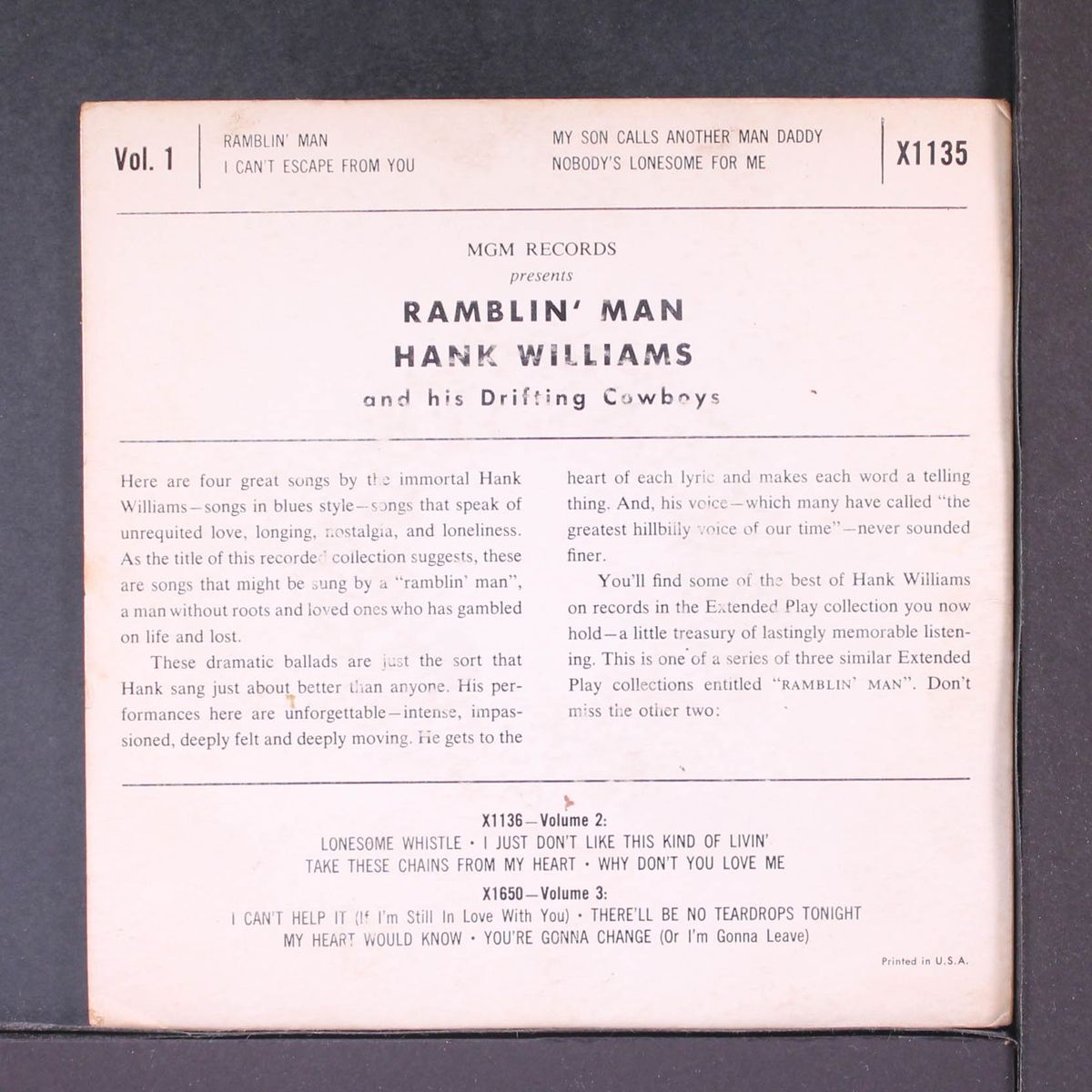 ramblin' man, vol. 1 by HANK WILLIAMS