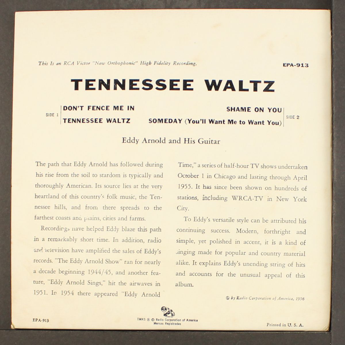 tennessee waltz by EDDY ARNOLD