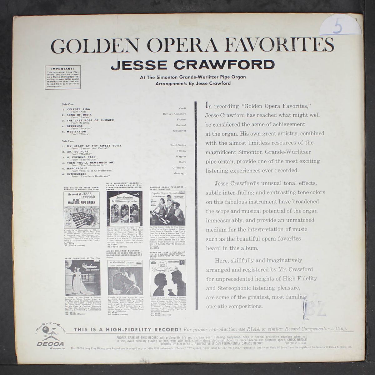 golden opera favorites by JESSE CRAWFORD